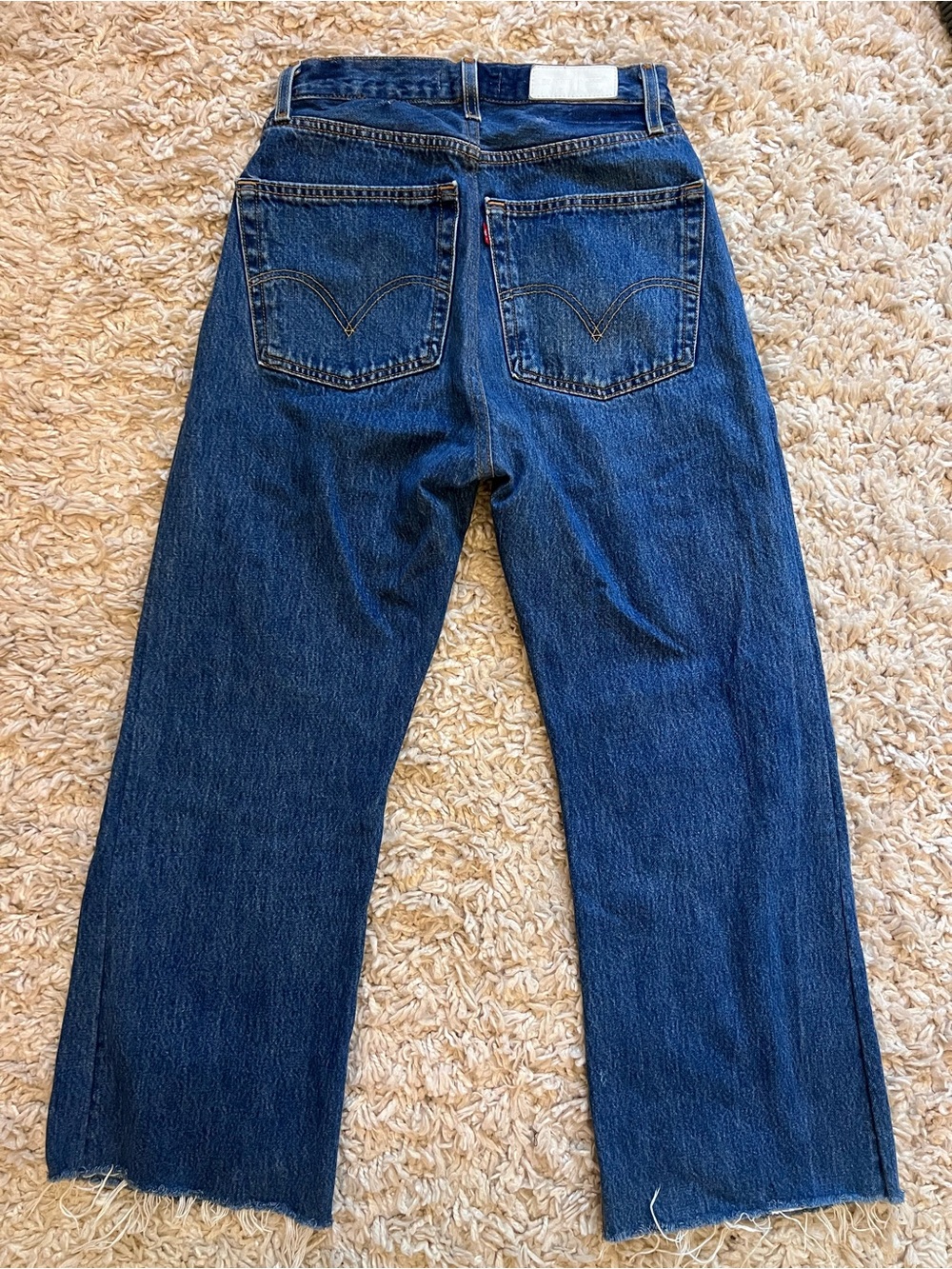 Re/Done Women's Wide-Leg Jeans in Dark Blue Denim - Picture 2 of 4